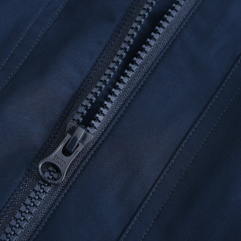 Full outfit view of stab-proof Harrington jacket worn by model