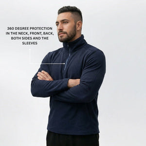 Side view of knife-proof fleece showing soft body armour fit