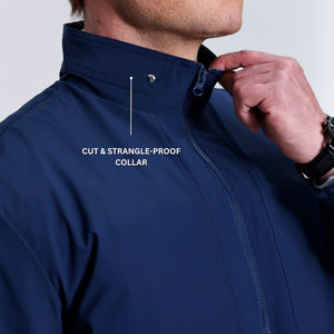 Back view of stab-proof Harrington jacket with KR1 SP1 certified protection